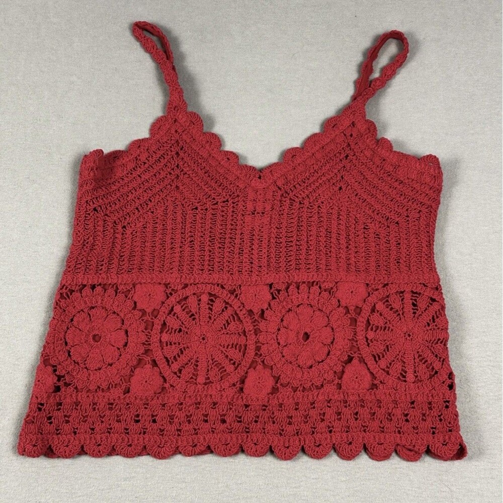 Crochet Crop Top Sz S Women’s Festival Boho Summer Coquette 100% Cotton